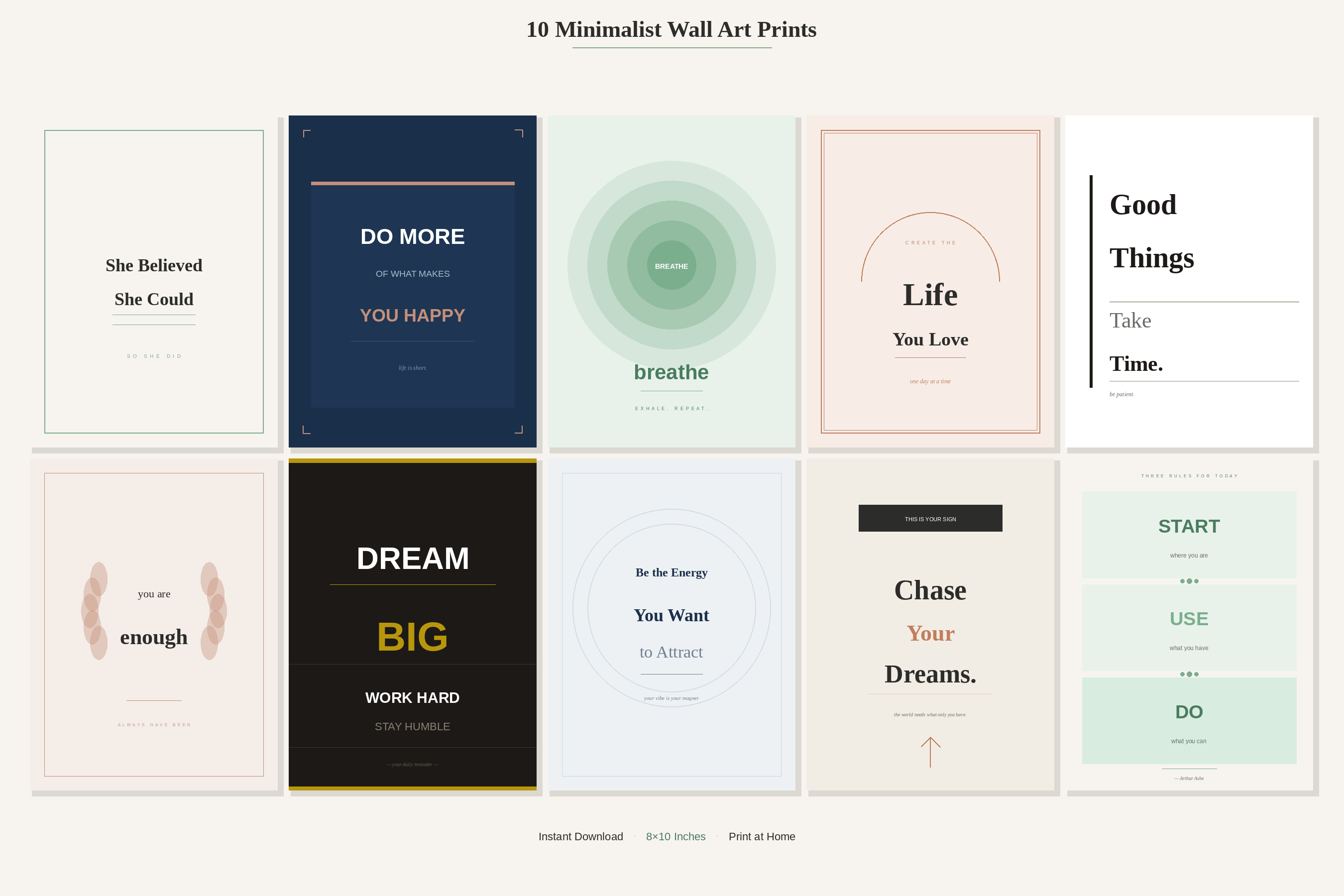 Minimalist Wall Art Bundle | 10 Printable Quotes | Instant Download | 8x10 | Modern Home Decor | Motivational Prints | Digital Download Wall Art