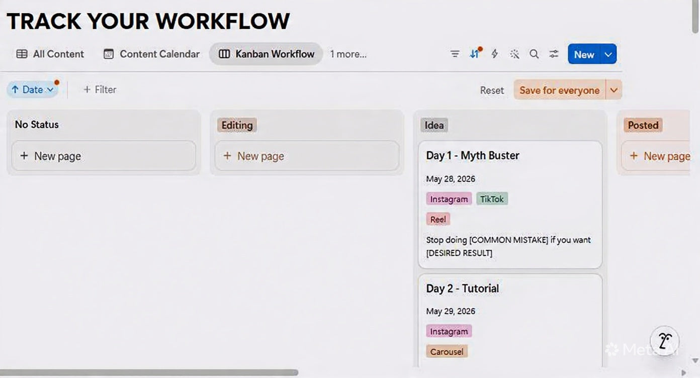 30-Day Content Calendar Notion Dashboard