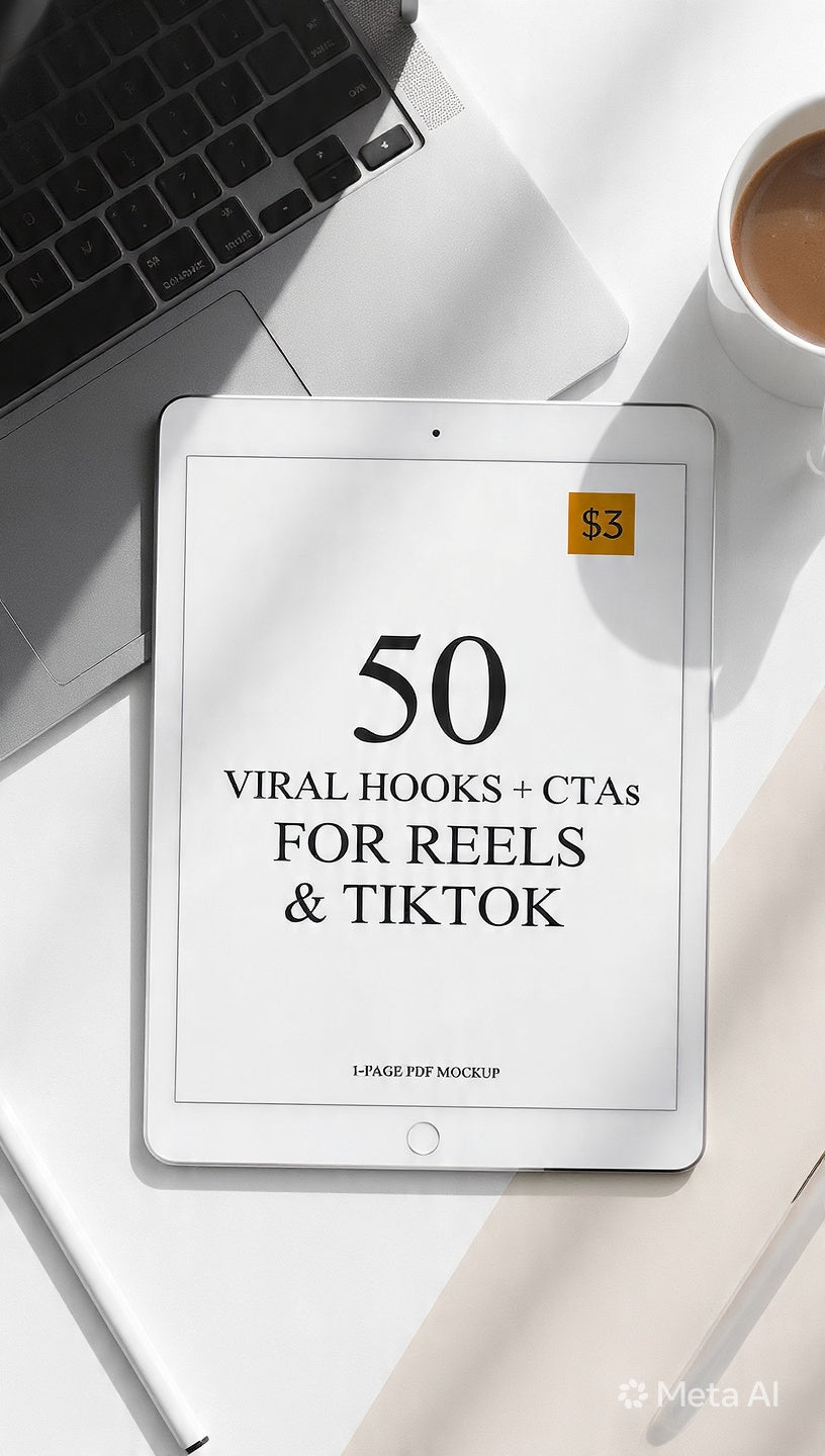 50 Viral Hooks + CTAs Swipe File for Reels & TikTok | 1-Page PDF